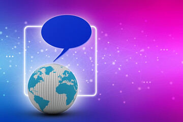 3d rendering chat box with globe 
