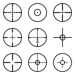 Crosshairs Flat Icon Set Isolated On White Background