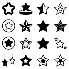 Stars Flat Icon Set Isolated On White Background