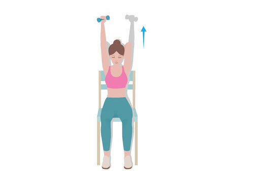 Exercises that can be done at home using a sturdy chair.
Grab a dumbbell. Raise one arm with a dumbbell over the head until it is fully extended. with Isolated Tricep Extensions posture. 