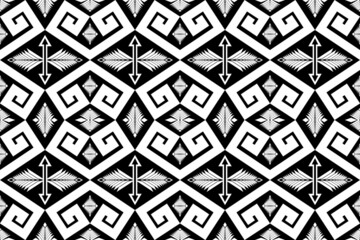 Black and white Geometric ethnic oriental pattern traditional Design for background,carpet,wallpaper,clothing,wrapping,Batik,fabric,Vector illustration embroidery style.