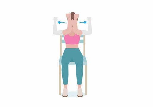 Exercises that can be done at home using a sturdy chair.
Arms parallel to the floor and your lower arms  Engage your chest and arm muscles and press your forearms together.  with Chest Squeezes.