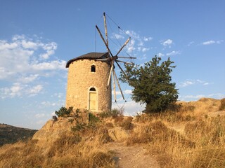 An old windmill in Fo&ccedil;a, Izmir. Historical Windmill