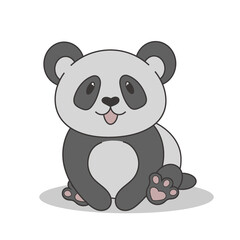 cute panda cartoon isolated on white background. separate design element.