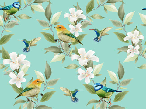 Beautiful floral tropical seamless pattern