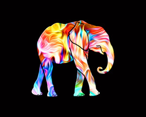 Elephant Animal symbol Fire Flames Icon Logo Burning Glow illustration