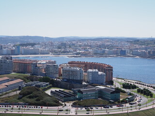 Cityscape of A Coruna city in Galicia district of Spain