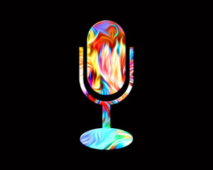 Microphone Mic symbol Fire Flames Icon Logo Burning Glow illustration
