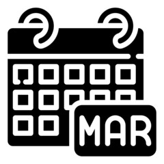 MARCH glyph icon,linear,outline,graphic,illustration