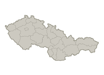 Czechoslovakia map, individual regions, blank