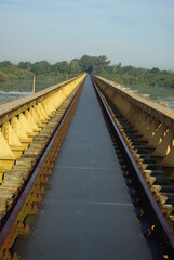 Venkantbridge Old long railway bridge  railway track disappear in the distanc