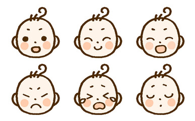 赤ちゃんの表情イラストセット（カラー）