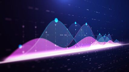 Pricing chart/An illustration of the display of a quote pricing chart. Analysis of financial statistics on a dark background with growing financial charts. Stock analysis. 