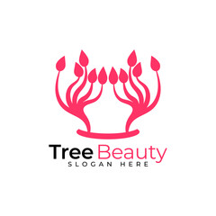 Tree logo feminime color for brand name startup cosmetics and nature company