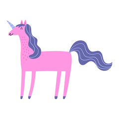 Pink unicorn hand-drawn vector illustration