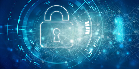 2d illustration Safety concept: Closed Padlock on digital background
