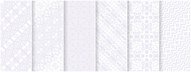elegant white seamless geometric pattern set.