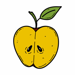 Vector apple doodle illustration. Fruit illustration for farm market menu. Healthy food design