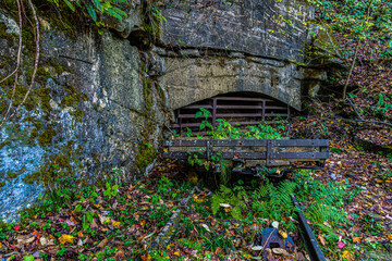 Old Mine Cart at The Upper Mine Portal  on The Kaymoor Mine Trail, New River Gorge National Park,...