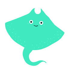 Underwater world with fish, stingrays, dolphins, octopuses and whales. Vector cute illustration of the ocean or sea. A set of marine and ocean underwater animals