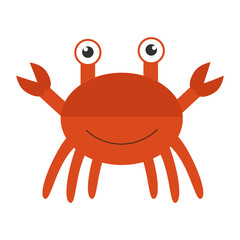 Crab in cartoon style on a white background