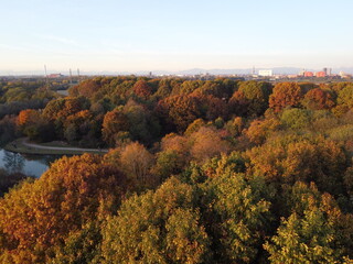 Countryside drone footage during  italian sunset. No people are visible.