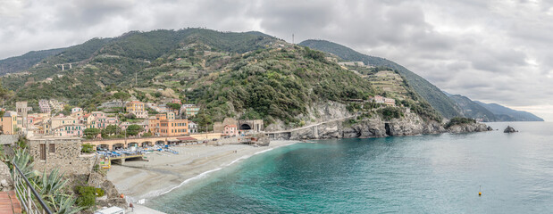 Naklejka premium Monterosso and Mediterranean coast, Italy