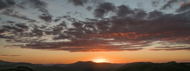 Dramatic sunset sky, panoramic view