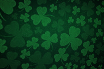 Elegant dark green background with shamrock and old vintage grunge texture. St. Patrick's Day banner design