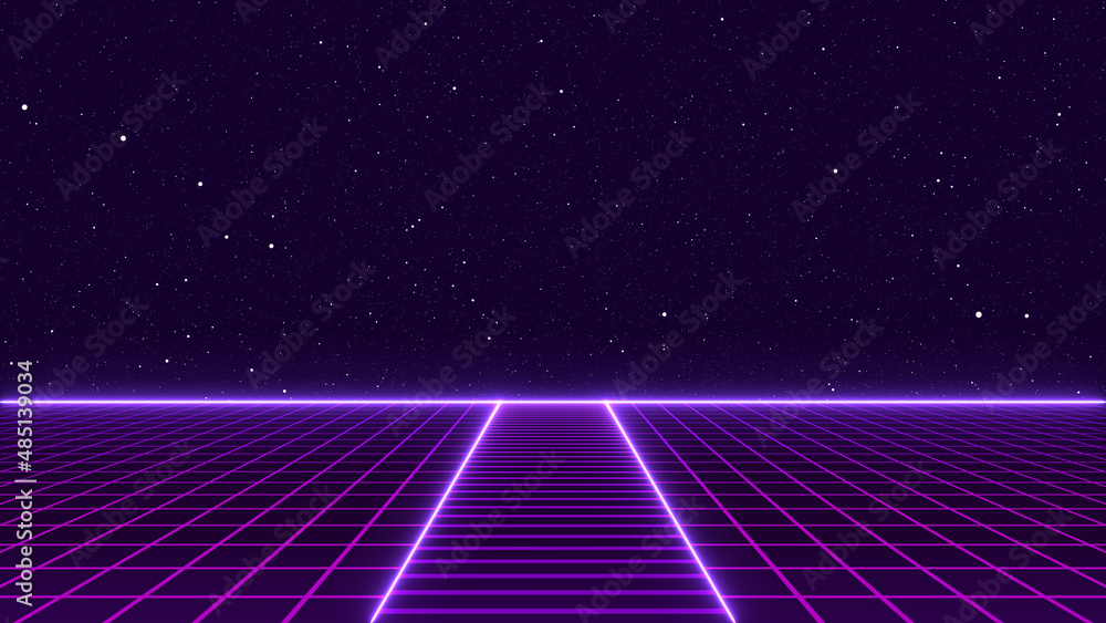 Canvas Prints 80s retro sci-fi background futuristic grid landscape. digital cyber surface style of the 1980s. 3d 