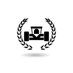Formula one laurel icon with shadow