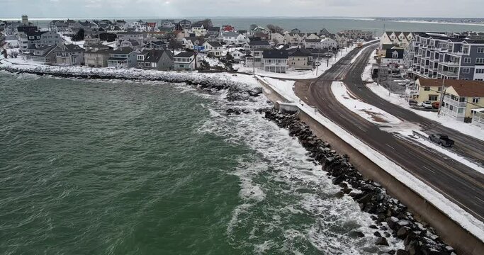 Hampton Beach, NH after a storm.