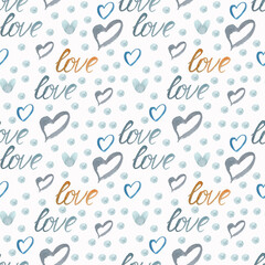 Seamless pattern with watercolor romantic elements. Hand drawn illustration for wrapping paper, textile, decorations.