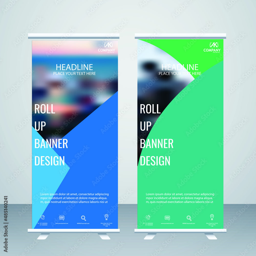 Wall mural business roll-up banner design template