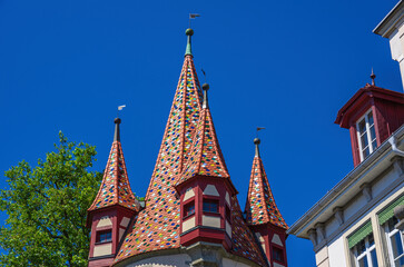 Fototapeta na wymiar The Thieves Tower, Lindau in Lake Constance, Bavaria, Germany