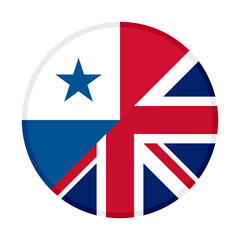 round icon with panama and uk flags. vector illustration isolated on white background