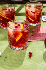 Cocktail with ice on a light background