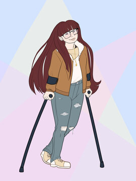 Teen with Crutches