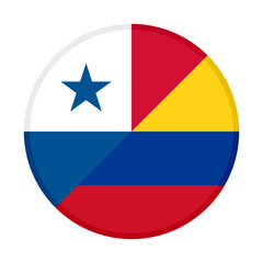 round icon with panama and colombia flags. vector illustration isolated on white background
