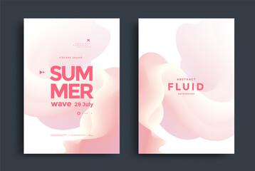 Dynamic poster design with fluid 3D shapes. Light Minimal background for banner, flyer, cover, brochure. Vector illustration