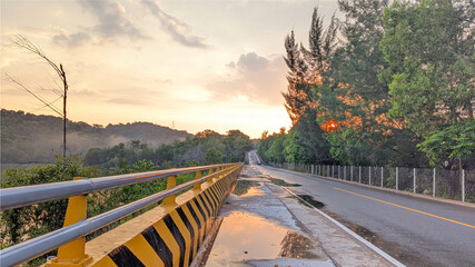 sunset view on sei ladi bridge batam indonesia 30 january 2022