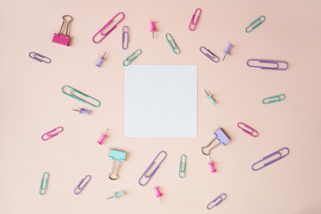 paper sheet for writing and paper clips