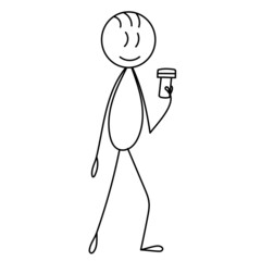 figure man with coffee ,contour, vector