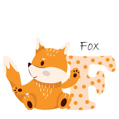 Obraz premium Illustration for the English alphabet with the image of a bird, for teaching young children with beautiful typography. ABC - letter f