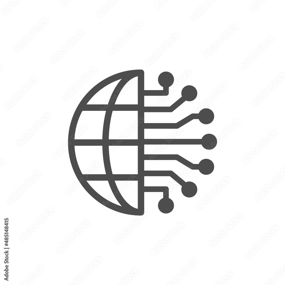 Poster artificial intelligence silhouette vector icons isolated on white. cyber technologies icon set for w