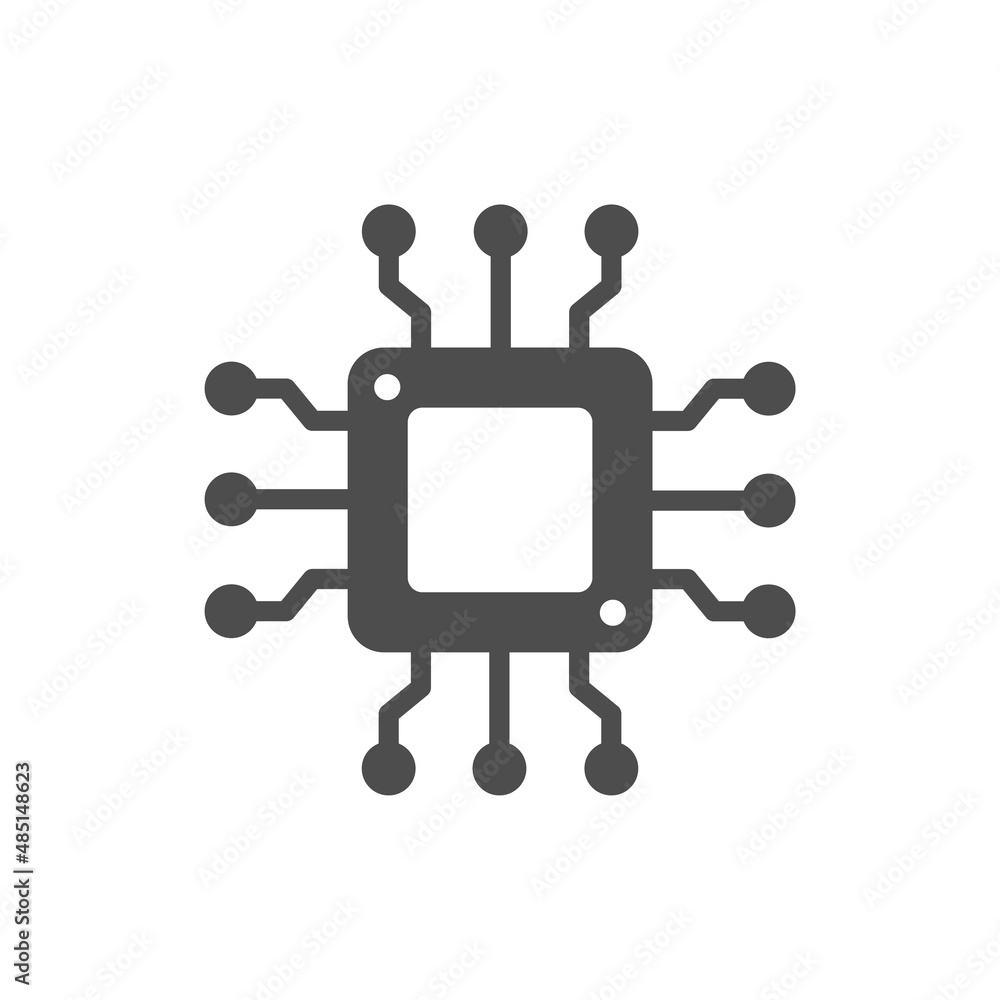 Poster artificial intelligence silhouette vector icons isolated on white. cyber technologies icon set for w