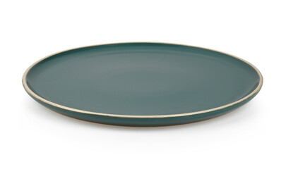 empty green ceramic plate isolated on white background