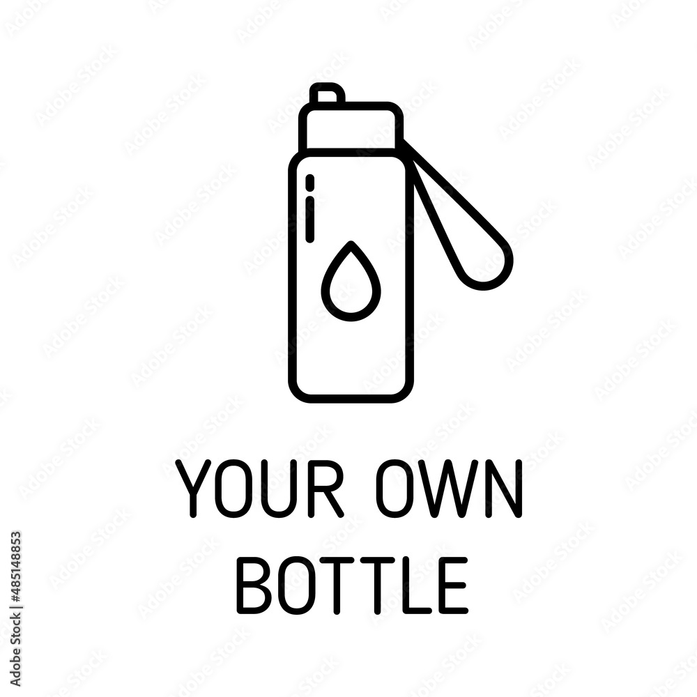 Poster use your own bottle outline vector icon isolated on white background. use your own bottle flat icon 