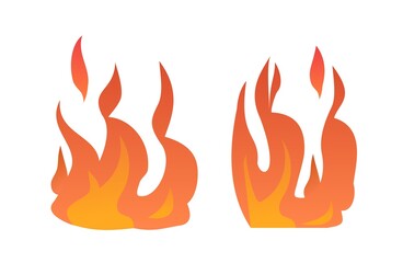 Fire burns. Flame blazes brightly. Cartoon style. Object isolated on white background. Vector