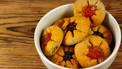 Image of delicious, appetizing, festive cookies for tea in a plate